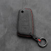 Hand-Stitched Alcantara Key Fob Cover for Toyota – Geometric Flip Key 2-Button