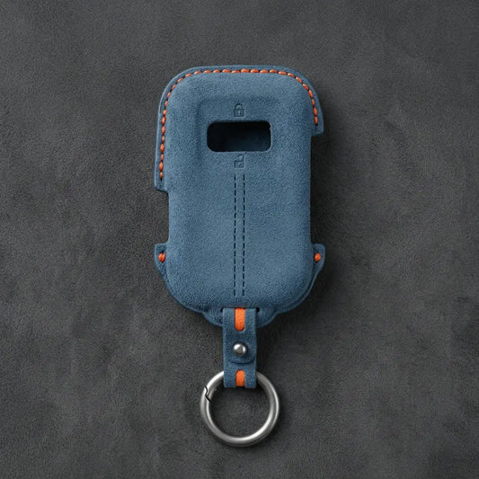 Zeekr Hand-Stitched Alcantara Key Fob Cover - Crystal Smart Key - Cobalt Blue
