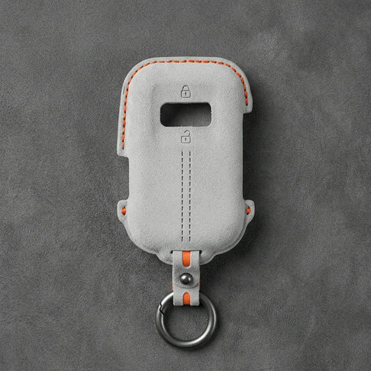 Zeekr Hand-Stitched Alcantara Key Fob Cover - Crystal Smart Key - White