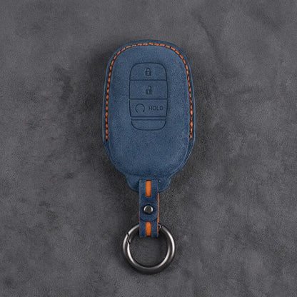 Honda Hand-Stitched Alcantara Key Fob Cover - Smart Key 3-Button - Cobalt Blue