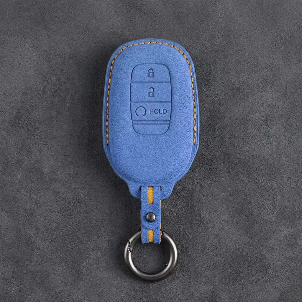 Honda Hand-Stitched Alcantara Key Fob Cover - Smart Key 3-Button - Cornflower Blue
