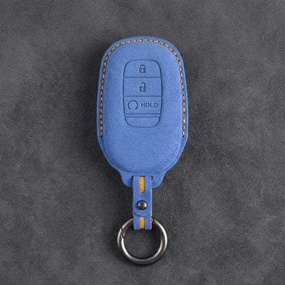 Honda Hand-Stitched Alcantara Key Fob Cover - Smart Key 3-Button - Cornflower Blue