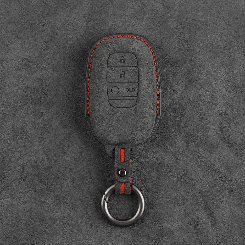 Honda Hand-Stitched Alcantara Key Fob Cover - Smart Key 3-Button - Dark Charcoal