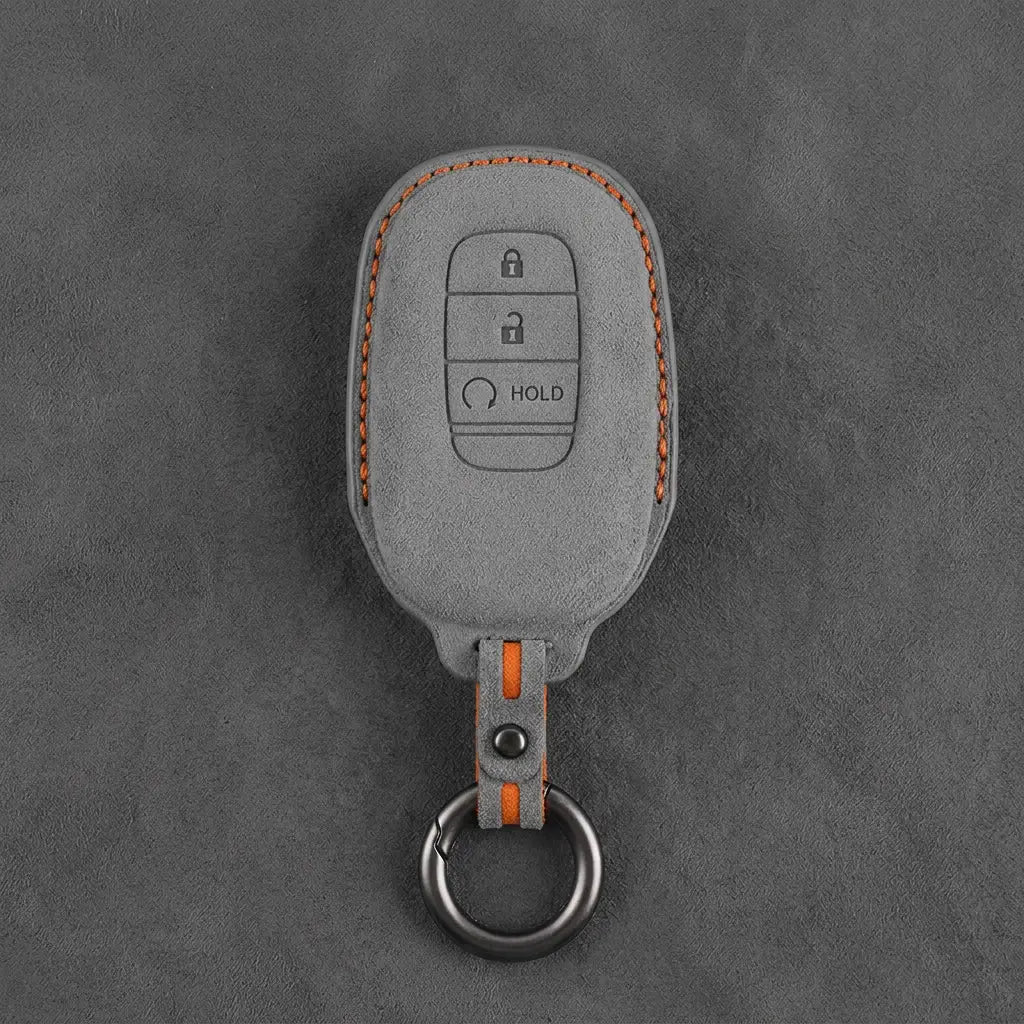 Honda Hand-Stitched Alcantara Key Fob Cover - Smart Key 3-Button - Dark Gray