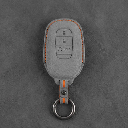 Honda Hand-Stitched Alcantara Key Fob Cover - Smart Key 3-Button - Dark Gray