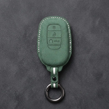 Honda Hand-Stitched Alcantara Key Fob Cover - Smart Key 3-Button - Dark Green