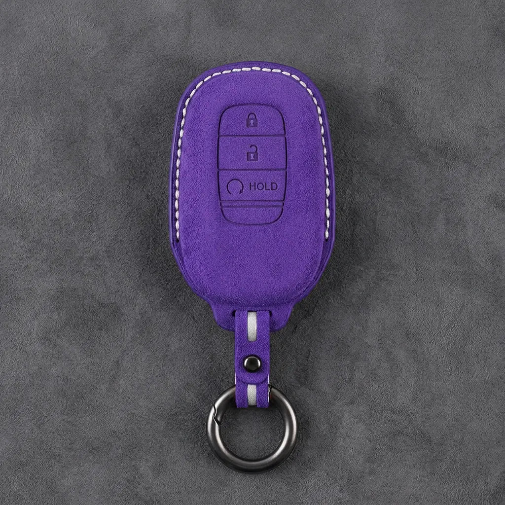 Honda Hand-Stitched Alcantara Key Fob Cover - Smart Key 3-Button - Dark Purple