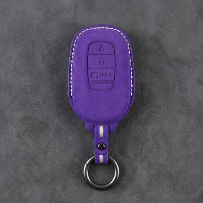 Honda Hand-Stitched Alcantara Key Fob Cover - Smart Key 3-Button - Dark Purple