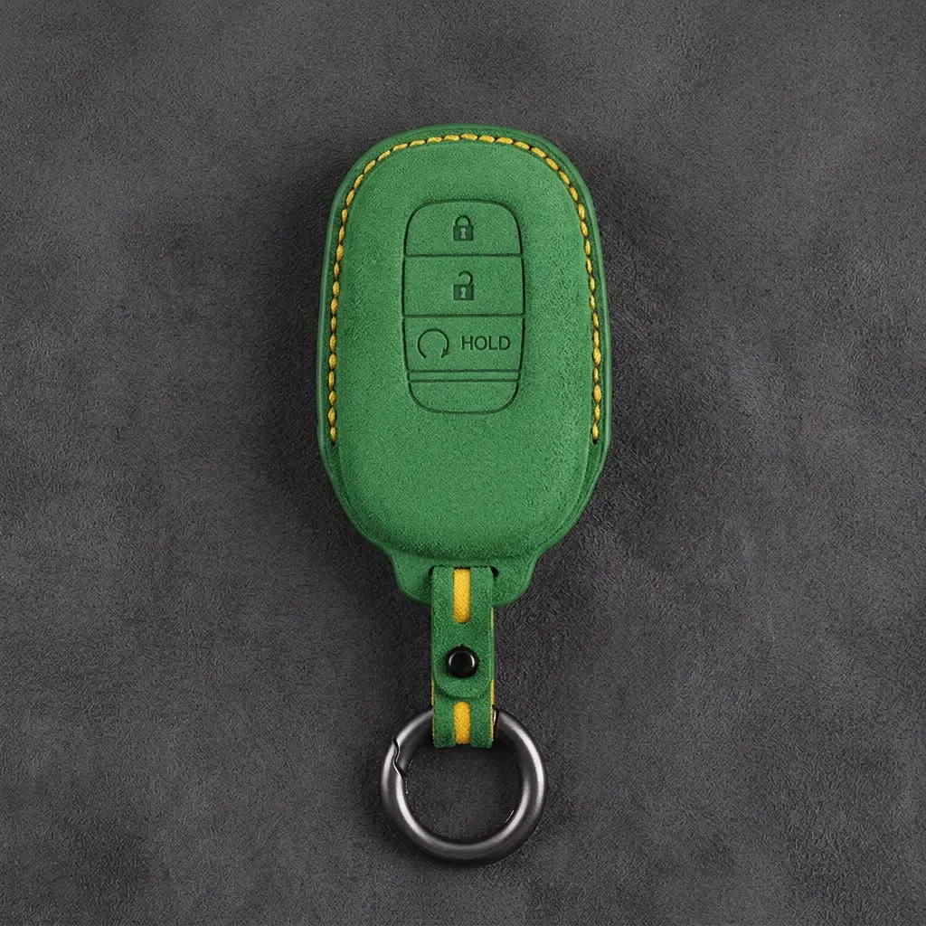 Honda Hand-Stitched Alcantara Key Fob Cover - Smart Key 3-Button - Grass Green