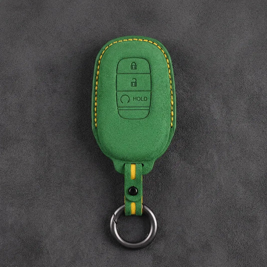 Honda Hand-Stitched Alcantara Key Fob Cover - Smart Key 3-Button - Grass Green
