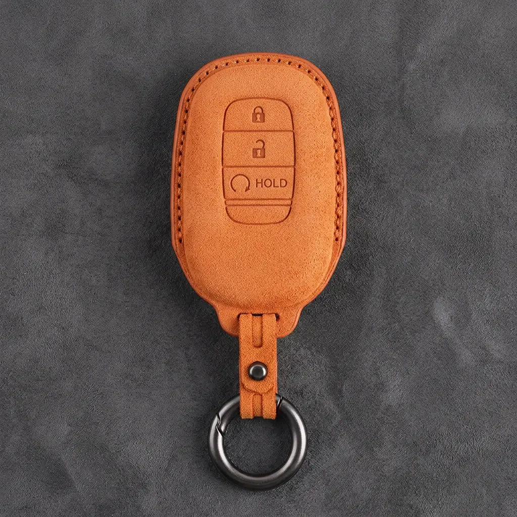 Honda Hand-Stitched Alcantara Key Fob Cover - Smart Key 3-Button - Orange