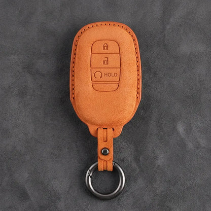 Honda Hand-Stitched Alcantara Key Fob Cover - Smart Key 3-Button - Orange