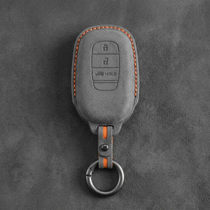 Honda Hand-Stitched Alcantara Key Fob Cover - Smart Key 3-Button Trunk Release - Dark Gray