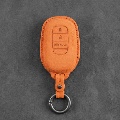 Honda Hand-Stitched Alcantara Key Fob Cover - Smart Key 3-Button Trunk Release - Orange