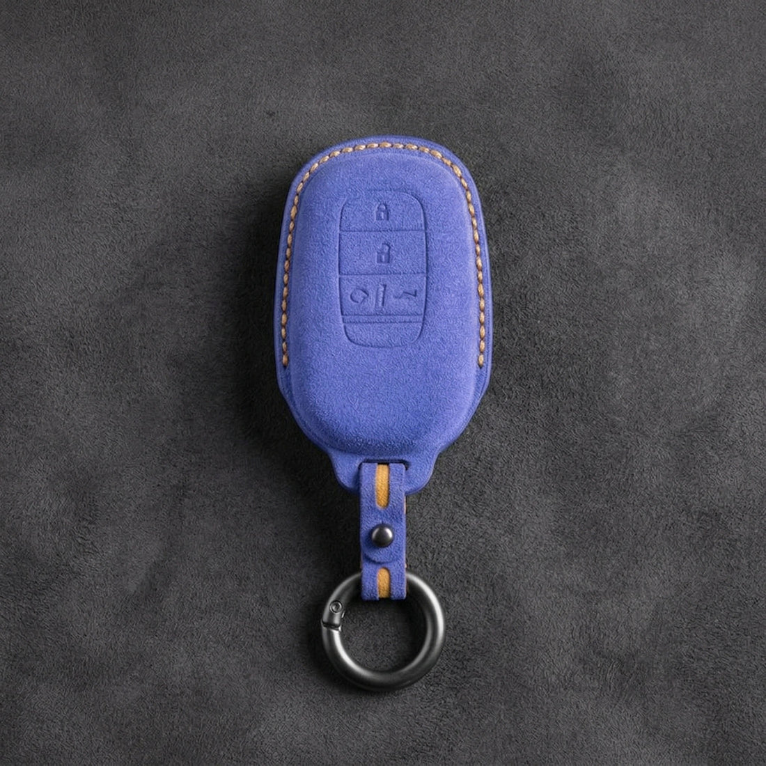 Honda Hand - Stitched Alcantara Key Fob Cover - Smart Key 4 - Button - Cornflower blue