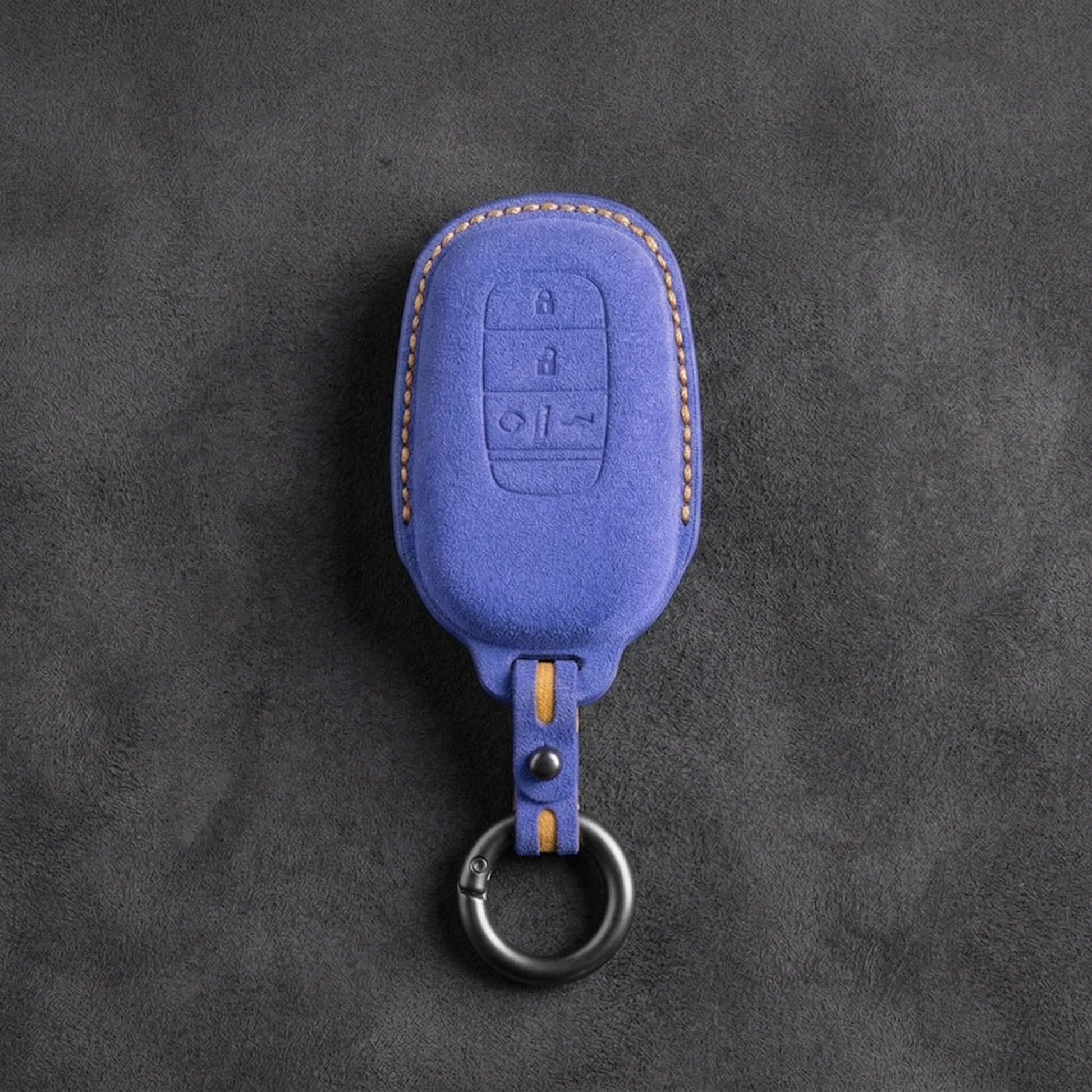 Honda Hand - Stitched Alcantara Key Fob Cover - Smart Key 4 - Button - Cornflower blue