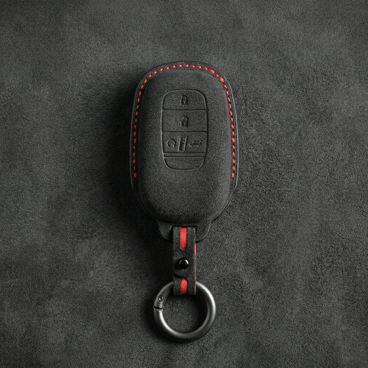 Honda - Schlüsselhülle aus handgenähtem Alcantara - Smart Key 4-Tasten in Dunkelanthrazit