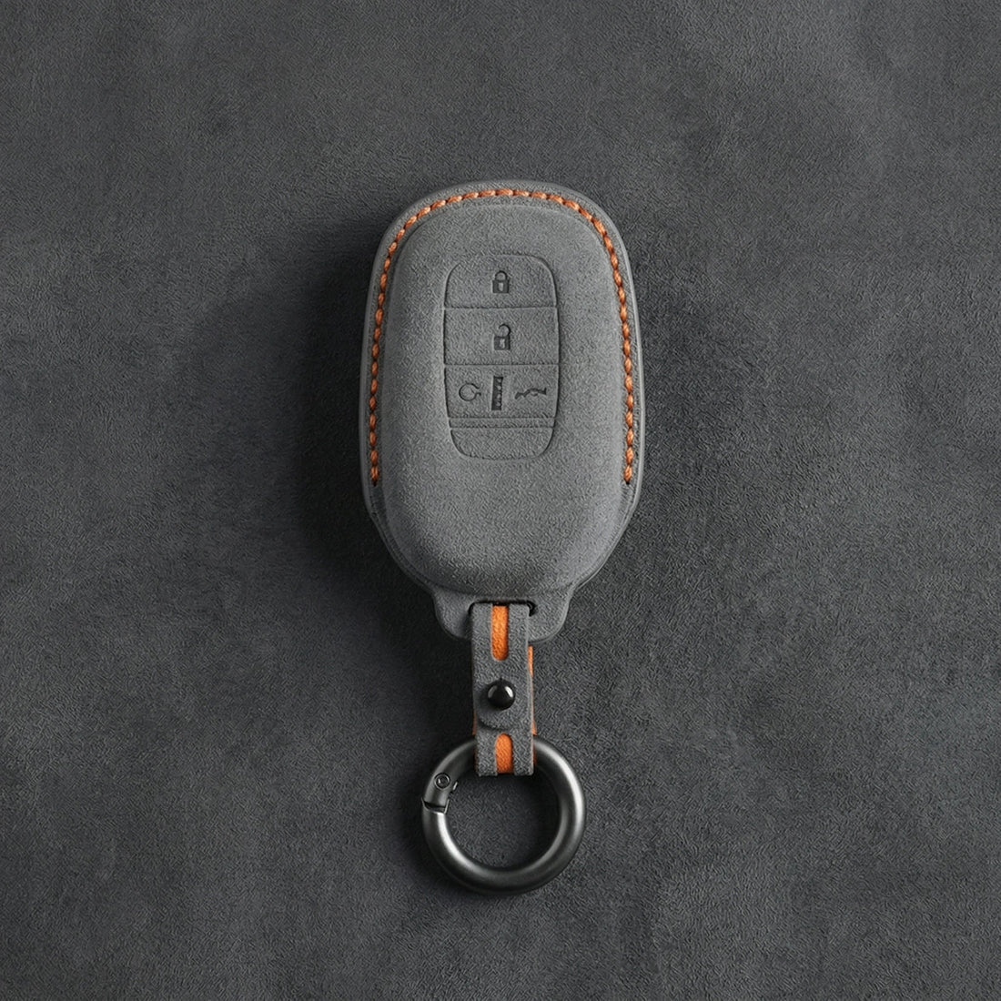 Honda Hand - Stitched Alcantara Key Fob Cover - Smart Key 4 - Button - Dark gray