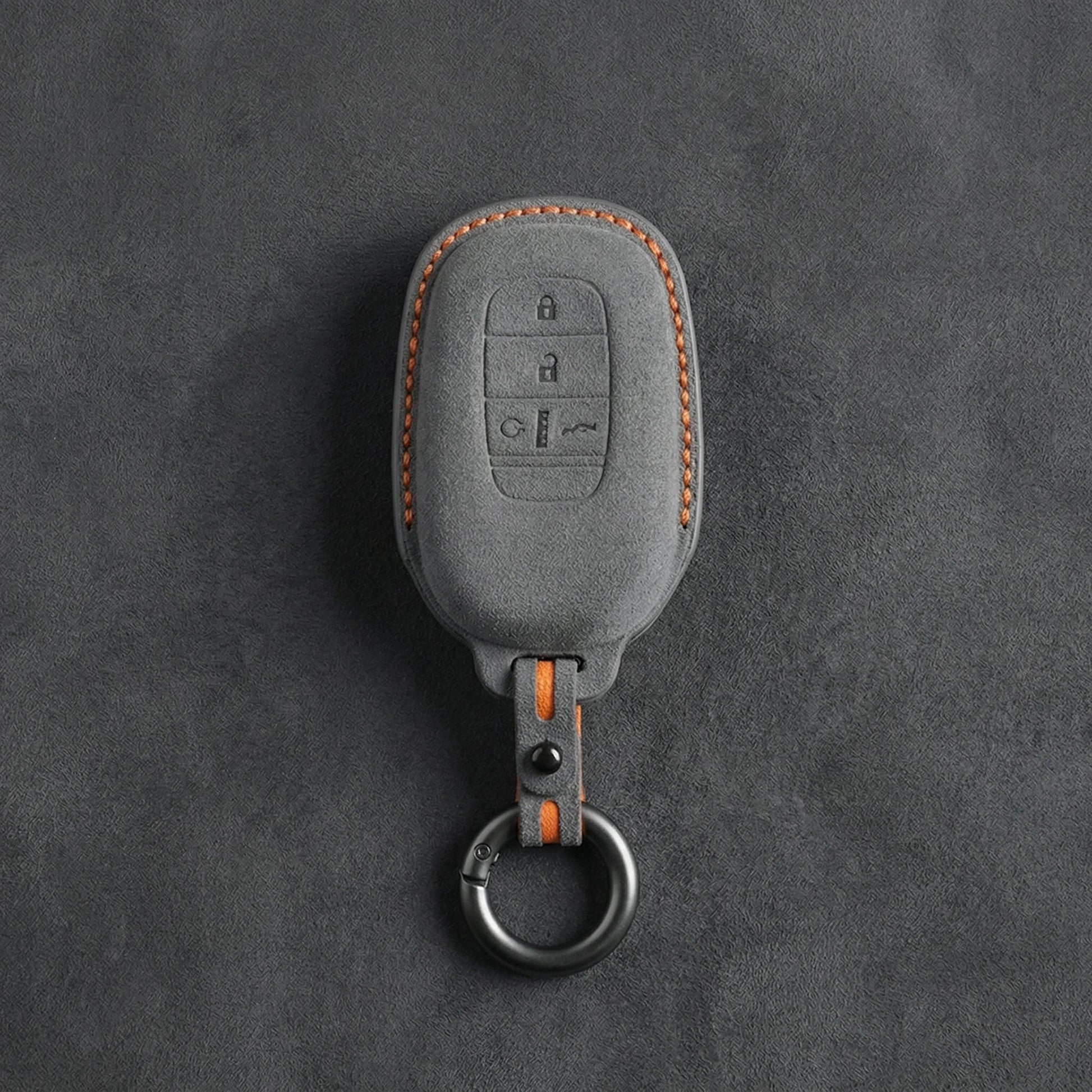 Honda Hand - Stitched Alcantara Key Fob Cover - Smart Key 4 - Button - Dark gray