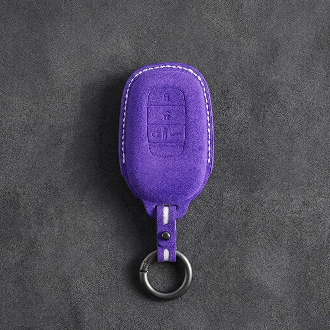 Honda Hand - Stitched Alcantara Key Fob Cover - Smart Key 4 - Button - Dark purple
