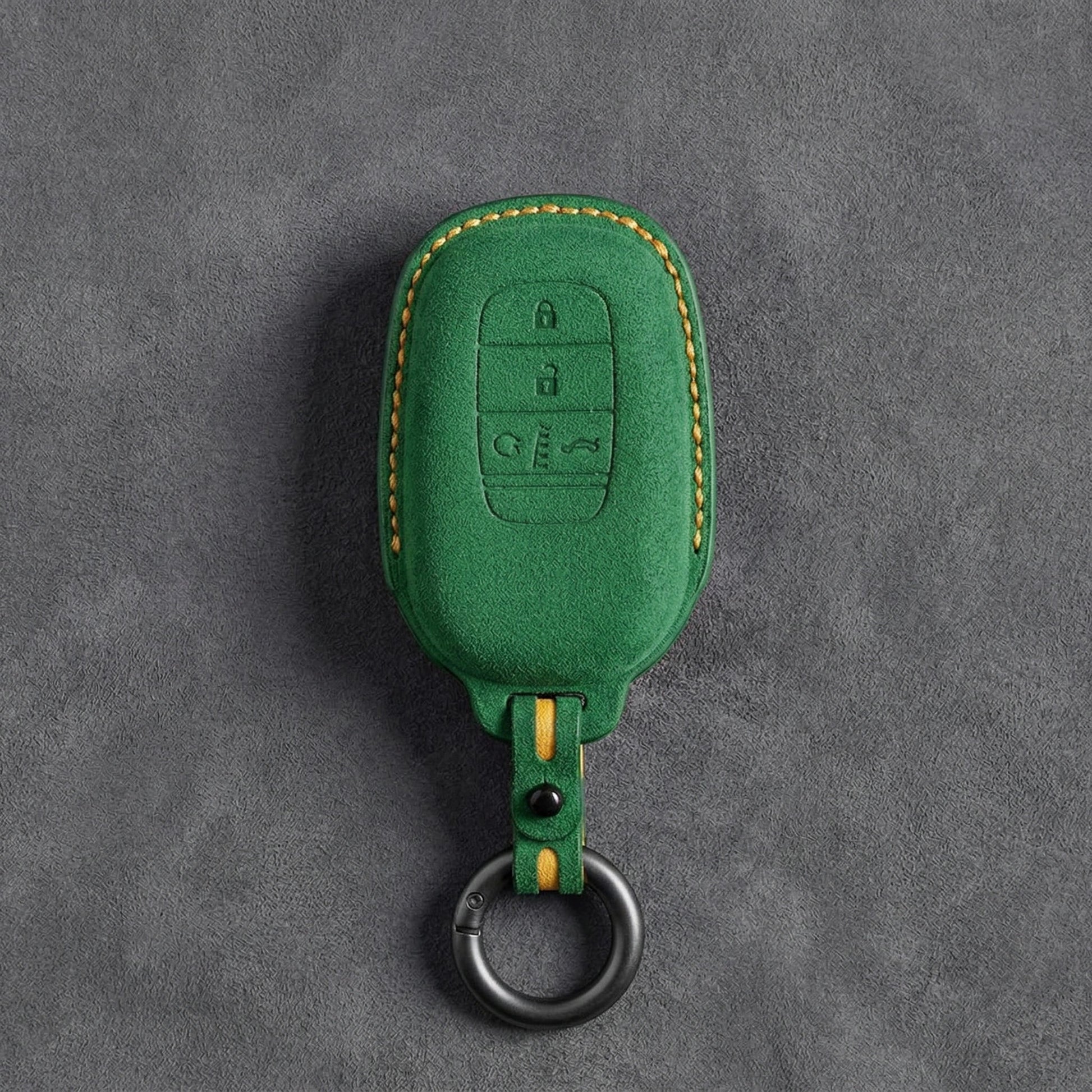 Honda Hand - Stitched Alcantara Key Fob Cover - Smart Key 4 - Button - Grass green
