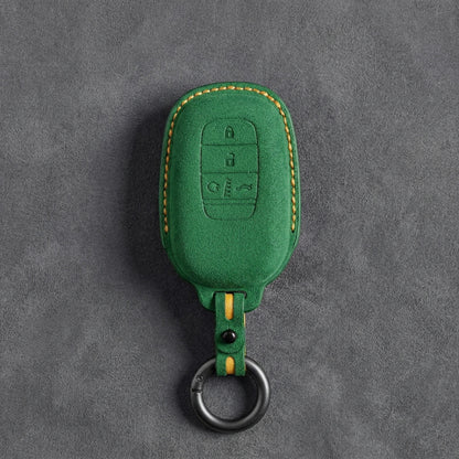 Honda Hand - Stitched Alcantara Key Fob Cover - Smart Key 4 - Button - Grass green