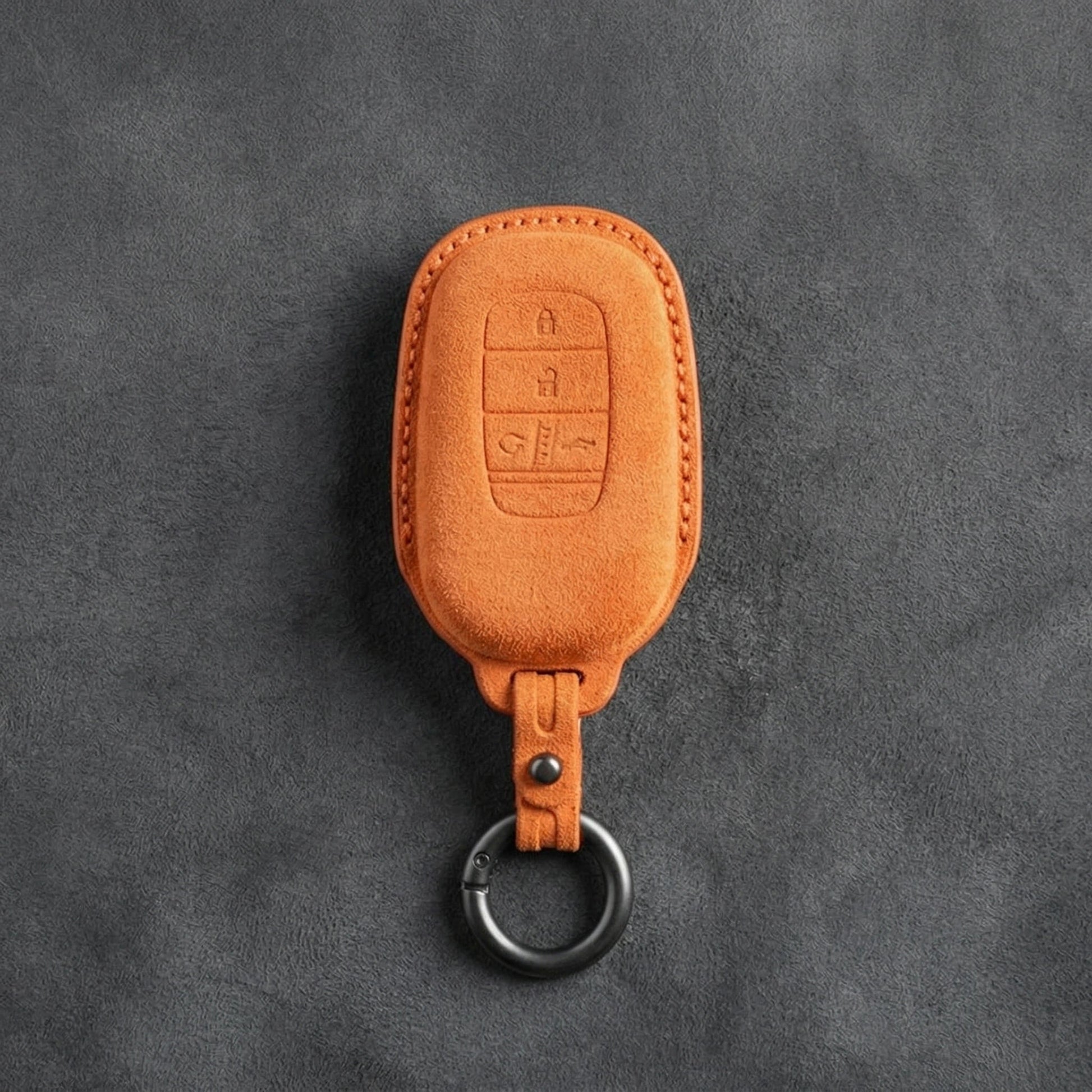 Honda Hand - Stitched Alcantara Key Fob Cover - Smart Key 4 - Button - Orange