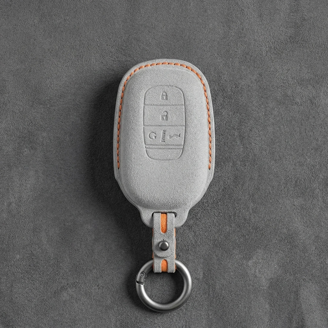 Honda Hand - Stitched Alcantara Key Fob Cover - Smart Key 4 - Button - White