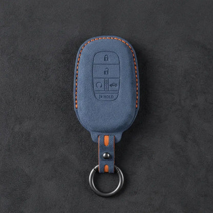 Honda Hand-Stitched Alcantara Key Fob Cover - Smart Key 5-Button - Cobalt Blue