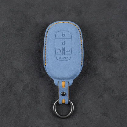 Honda Hand-Stitched Alcantara Key Fob Cover - Smart Key 5-Button - Cornflower Blue