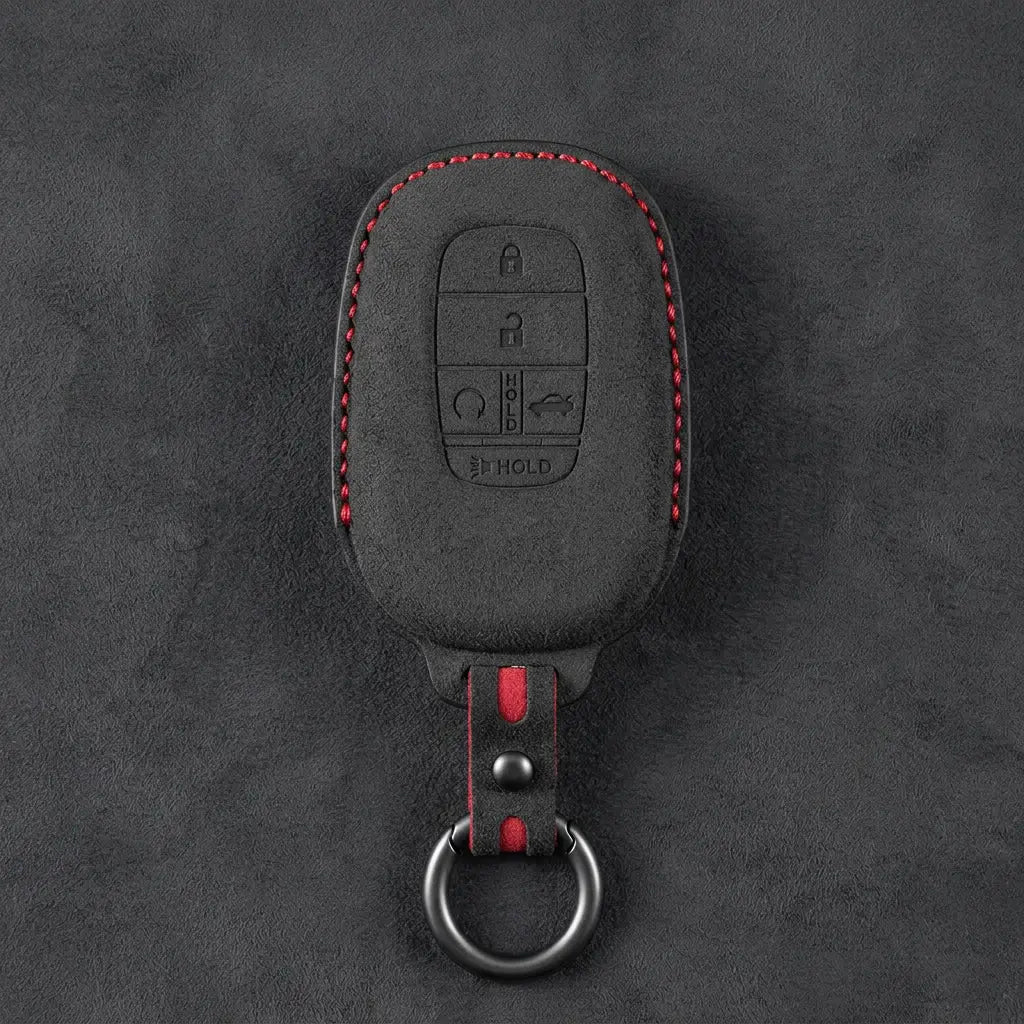 Honda Hand-Stitched Alcantara Key Fob Cover - Smart Key 5-Button - Dark Charcoal
