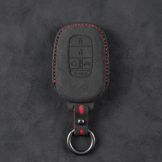 Honda Hand-Stitched Alcantara Key Fob Cover - Smart Key 5-Button - Dark Charcoal
