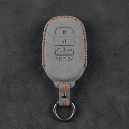 Honda Hand-Stitched Alcantara Key Fob Cover - Smart Key 5-Button - Dark Gray