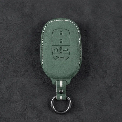 Honda Hand-Stitched Alcantara Key Fob Cover - Smart Key 5-Button - Dark Green