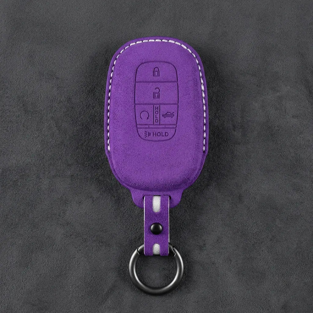 Honda Hand-Stitched Alcantara Key Fob Cover - Smart Key 5-Button - Dark Purple