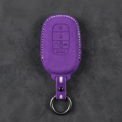 Honda Hand-Stitched Alcantara Key Fob Cover - Smart Key 5-Button - Dark Purple