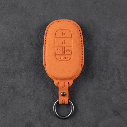 Honda Hand-Stitched Alcantara Key Fob Cover - Smart Key 5-Button - Orange