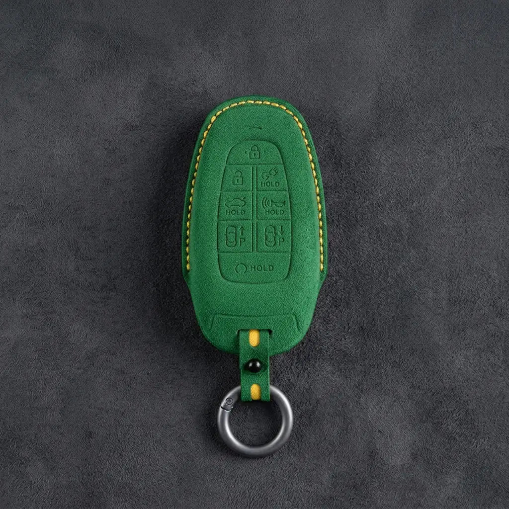Hyundai Hand-Stitched Alcantara Key Fob Cover – Oval 8-Button Grass Green
