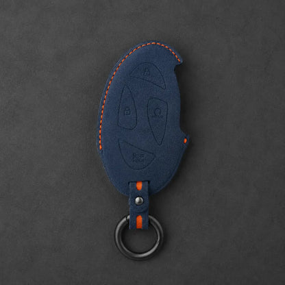 Hyundai Hand Stitched Alcantara Key Fob Cover Oval Smart Key Cobalt Blue