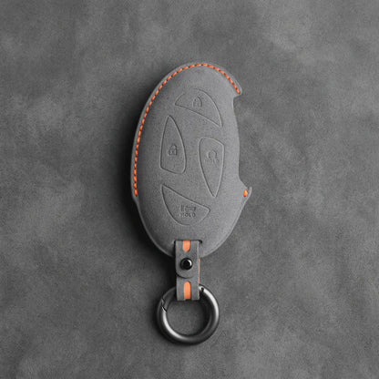 Hyundai Hand Stitched Alcantara Key Fob Cover Oval Smart Key Dark Gray