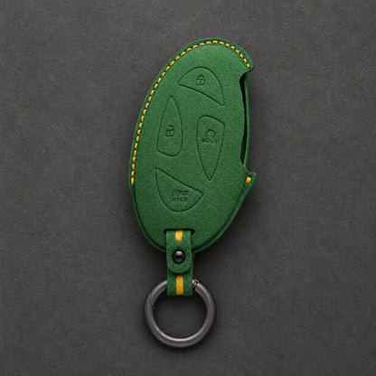 Hyundai Hand Stitched Alcantara Key Fob Cover Oval Smart Key Grass Green