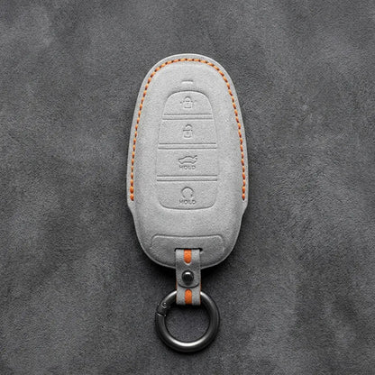 Hyundai Hand-Stitched Alcantara Key Fob Cover – Oval Trunk & Start White