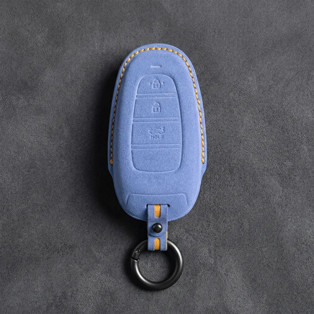 Hyundai Hand - Stitched Alcantara Key Fob Cover – Teardrop 3 - Button - Cobalt blue