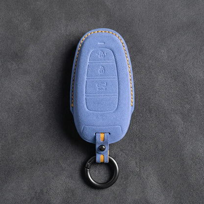 Hyundai Hand - Stitched Alcantara Key Fob Cover – Teardrop 3 - Button - Cobalt blue