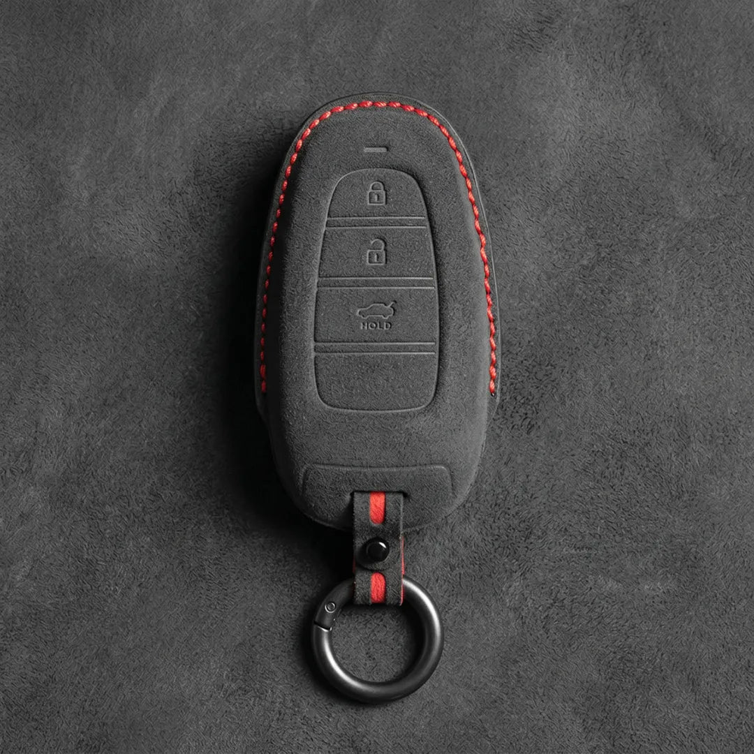Hyundai Hand - Stitched Alcantara Key Fob Cover – Teardrop 3 - Button - Dark charcoal