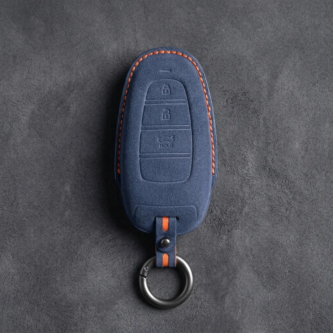 Hyundai Hand - Stitched Alcantara Key Fob Cover – Teardrop 3 - Button - Dark charcoal