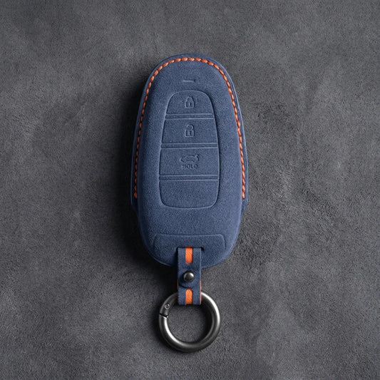 Hyundai Hand - Stitched Alcantara Key Fob Cover – Teardrop 3 - Button - Dark charcoal