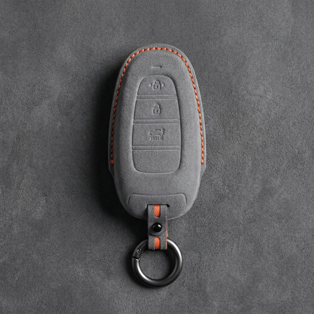 Hyundai Hand - Stitched Alcantara Key Fob Cover – Teardrop 3 - Button - Dark gray