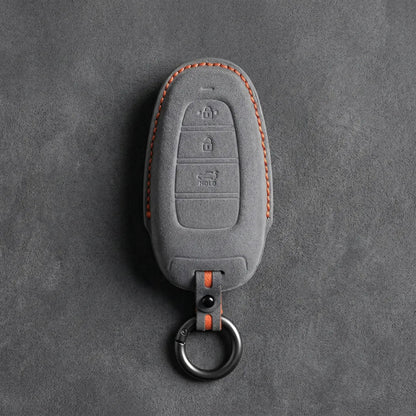Hyundai Hand - Stitched Alcantara Key Fob Cover – Teardrop 3 - Button - Dark gray