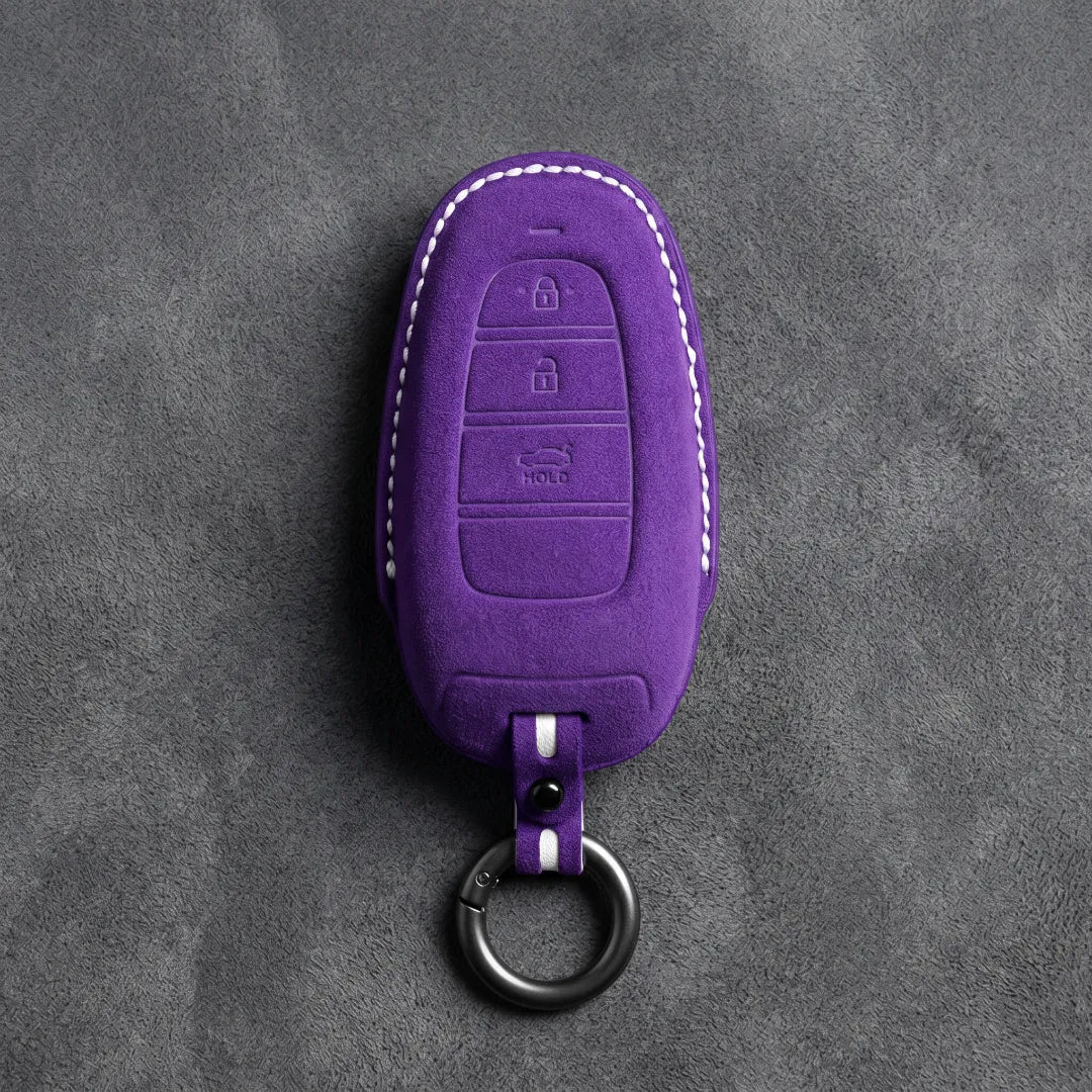 Hyundai Hand - Stitched Alcantara Key Fob Cover – Teardrop 3 - Button - Dark purple